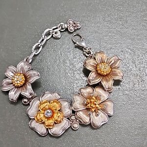 Brighton Silver and Gold Floral Bracelet